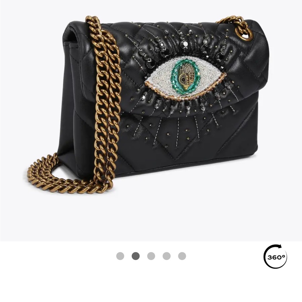 Kurt Geiger Black Quilted Eye Embellished Bag